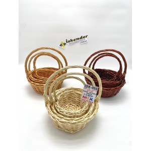 ISK-968 3'LÜ 3 RENK KAYIK  SEPET 1 KOLİ 40 TAKIM 