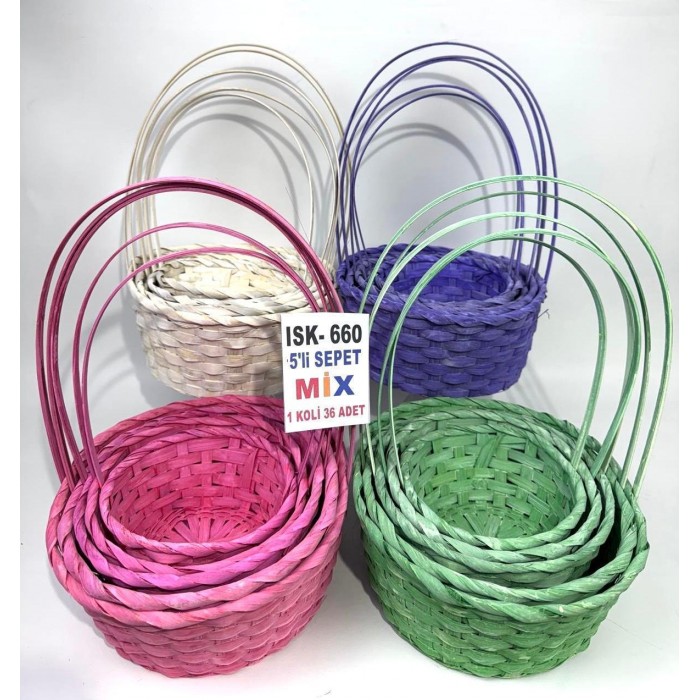 ISK-660 5'li RENKLİ SEPET 1 KOLİ 36 TAKIM