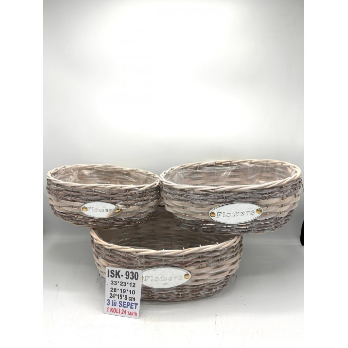 ISK-930 3'LÜ LÜX ÖRME SEPET 1 KOLİ 24 TAKIM 