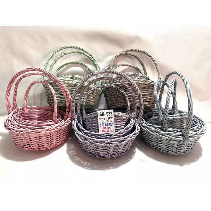 ISK-933 3'LÜ PASTEL SEPET 1 KOLİ 28 TAKIM 