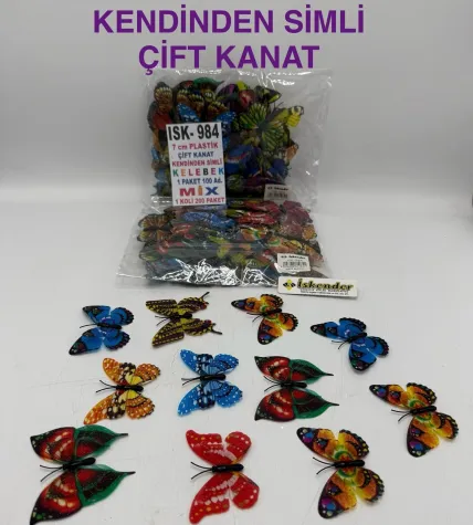 7 CM ÇİFT KANAT KENDİNDEN SİMLİ KELEBEK 